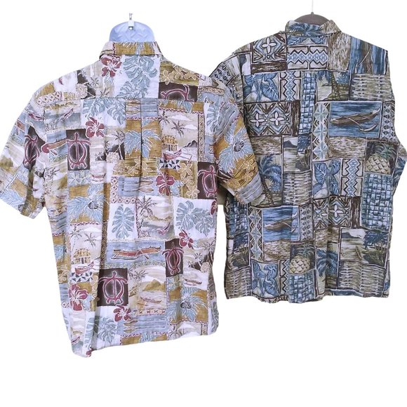 Lot of 2 Vintage Aloha Shirts Bishop Street Hawaii -L Pocket SSL Vents Tropical - Picture 8 of 12